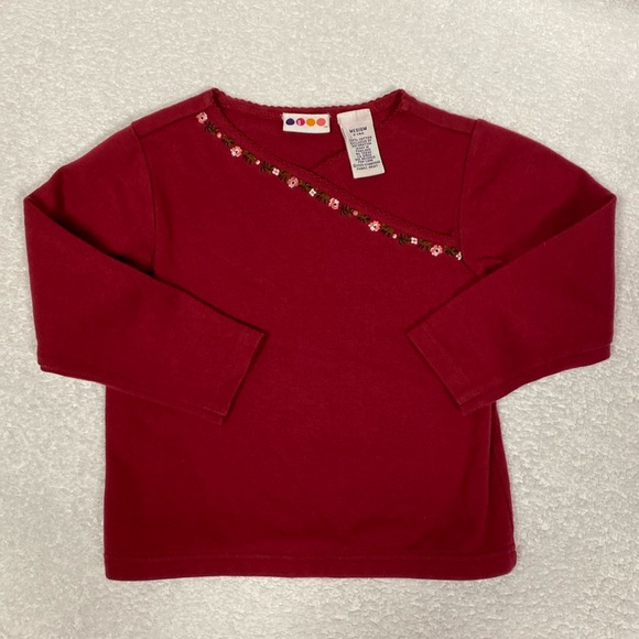 Vintage Gymboree crossover long sleeve embroidered flower top medium 4 - Picture 1 of 7